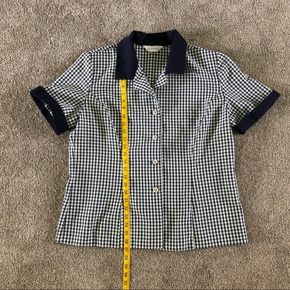 Elizabeth Williams Vintage Blouse Top Button Up Size XL Checkered Workwear - Picture 6 of 12